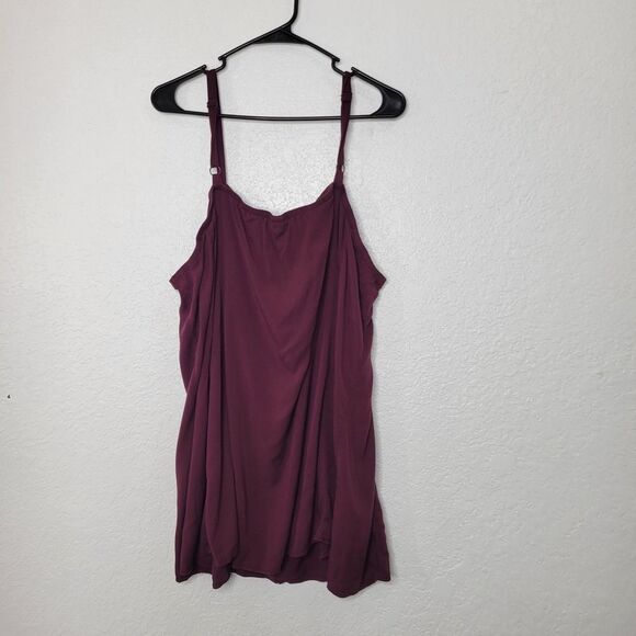 Torrid 4X Fit and Flare Burgundy Button Front Camisole Rayon Blouse Tank Top - Picture 5 of 7
